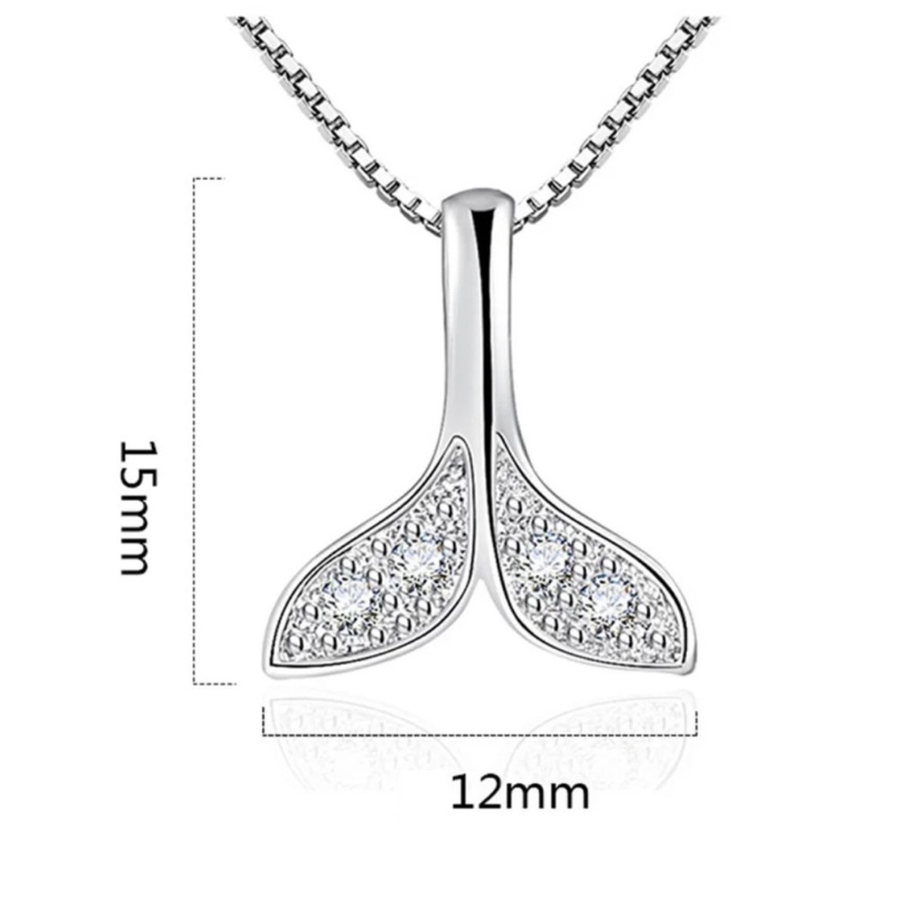 Silver Mermaid Tail Necklace Nautical whale tail  925silver pl 18"-20' chain.NEW - Picture 3 of 9